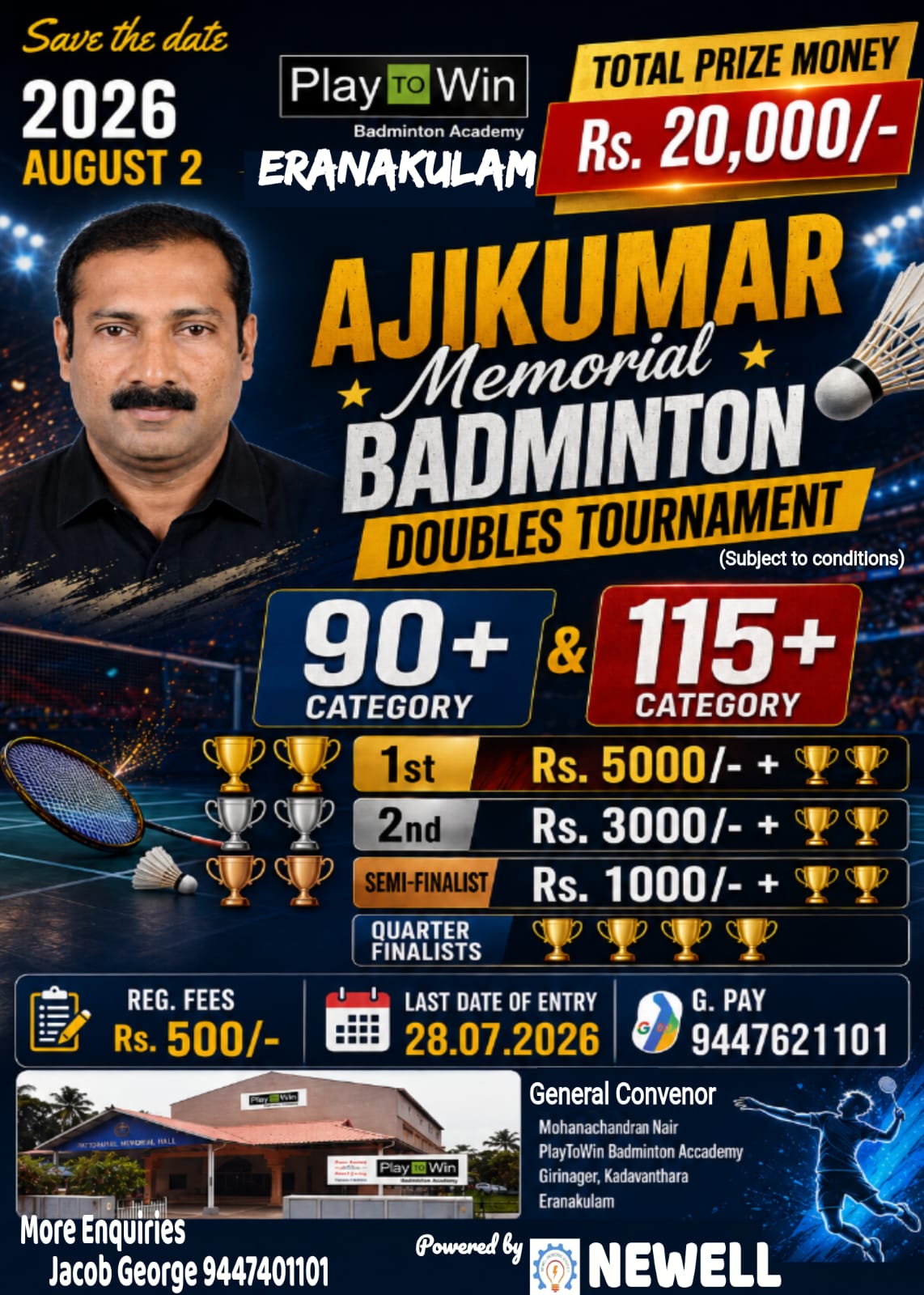 badminton tournament ernakulam kerala india