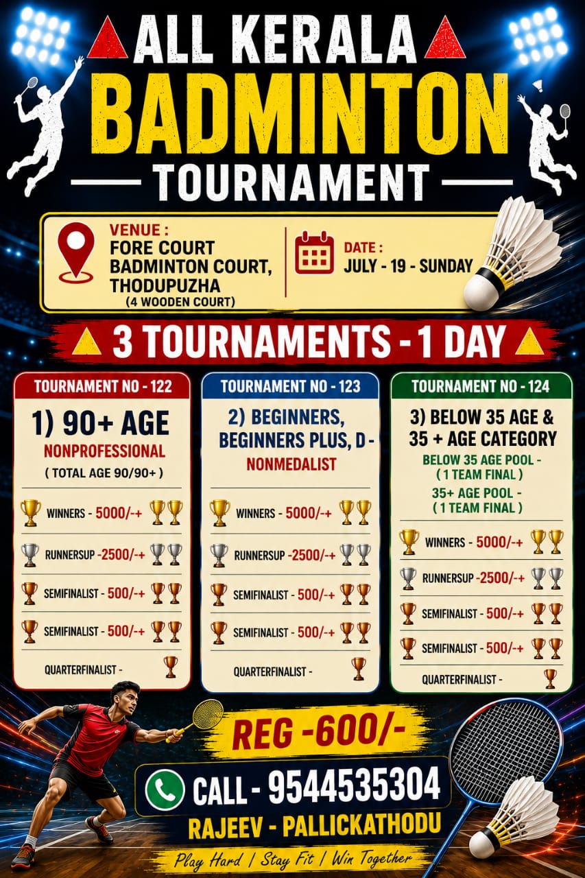 badminton tournaments kerala india